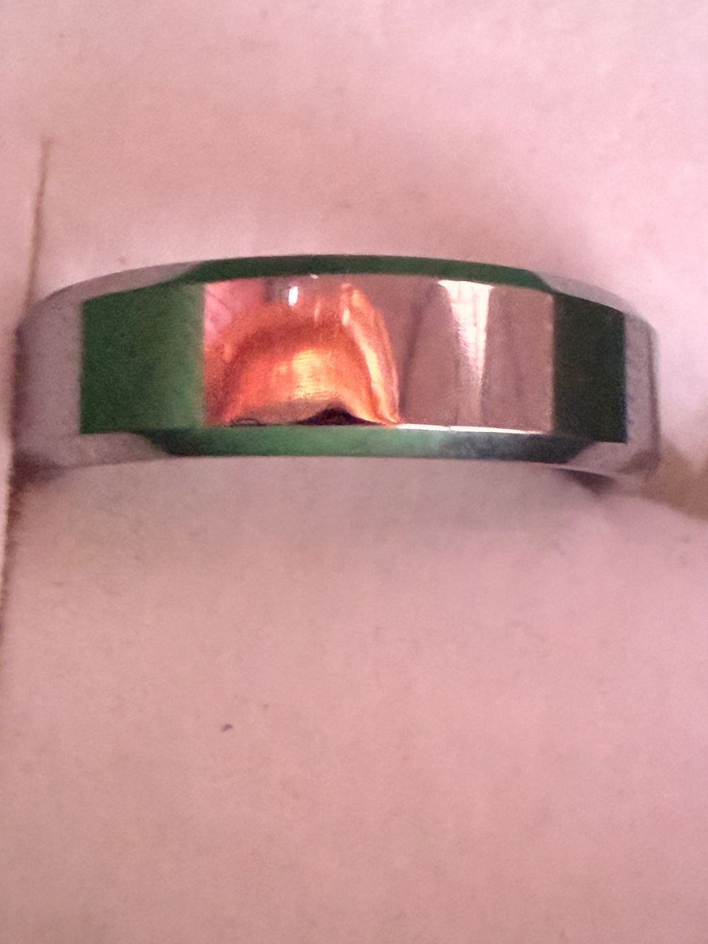 Polished Silver Tone Tungsten JVL Ring Sz 5.5